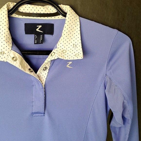 Horze Blair Women's Long-Sleeve Equestrian Show Shirt with Mesh & Collar -Size 2 - Picture 3 of 11